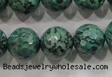 CPT218 15.5 inches 16mm faceted round green picture jasper beads