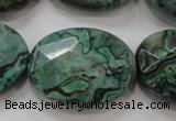 CPT243 15.5 inches 22*30mm faceted oval green picture jasper beads