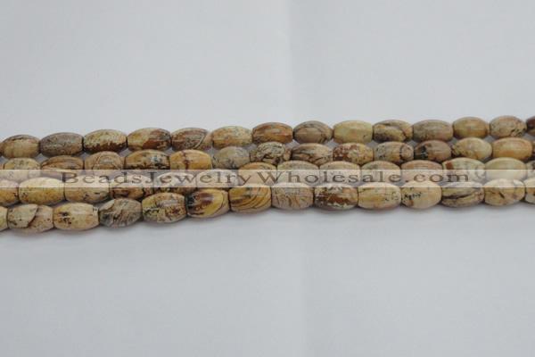 CPT272 15.5 inches 8*12mm rice picture jasper beads wholesale