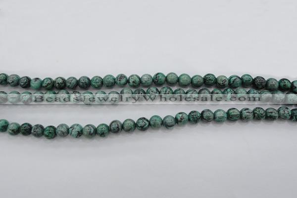 CPT301 15.5 inches 6mm round green picture jasper beads wholesale