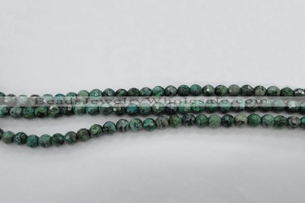 CPT303 15.5 inches 6mm faceted round green picture jasper beads