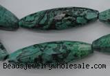 CPT309 15.5 inches 12*40mm rice green picture jasper beads