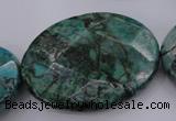 CPT340 15.5 inches 30*40mm faceted oval green picture jasper beads