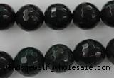 CPT405 15.5 inches 14mm faceted round green picture jasper beads