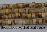 CPT461 15.5 inches 2*4mm heishi picture jasper beads wholesale