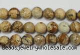 CPT502 15.5 inches 8mm faceted round picture jasper beads wholesale