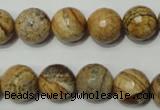 CPT504 15.5 inches 12mm faceted round picture jasper beads wholesale