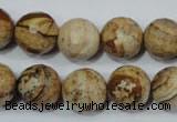 CPT505 15.5 inches 14mm faceted round picture jasper beads wholesale