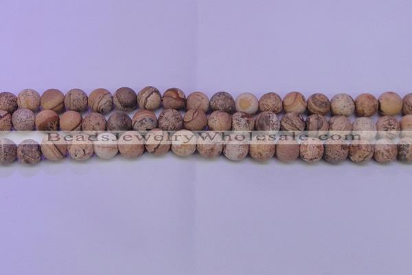 CPT522 15.5 inches 8mm round matte picture jasper beads