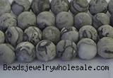 CPT571 15.5 inches 6mm round matte grey picture jasper beads