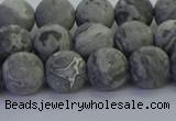 CPT572 15.5 inches 8mm round matte grey picture jasper beads