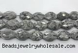 CPT580 18*25mm - 20*28mm faceted octagonal grey picture jasper beads