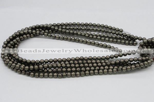 CPY05 16 inches 6mm round pyrite gemstone beads wholesale