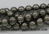 CPY06 16 inches 8mm round pyrite gemstone beads wholesale