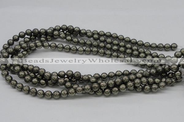 CPY06 16 inches 8mm round pyrite gemstone beads wholesale