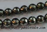 CPY106 15.5 inches 6mm faceted round pyrite gemstone beads wholesale