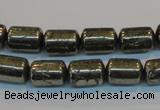 CPY122 15.5 inches 8*12mm tube pyrite gemstone beads wholesale