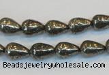 CPY132 15.5 inches 8*12mm teardrop pyrite gemstone beads wholesale