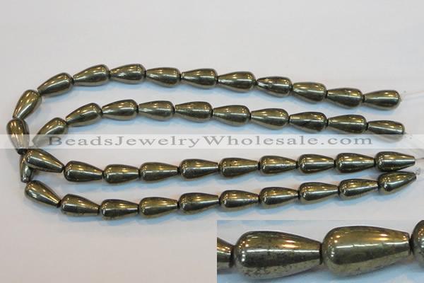 CPY134 15.5 inches 10*18mm teardrop pyrite gemstone beads wholesale