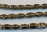 CPY141 15.5 inches 6*10mm rice pyrite gemstone beads wholesale