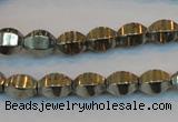 CPY142 15.5 inches 8*10mm rice pyrite gemstone beads wholesale