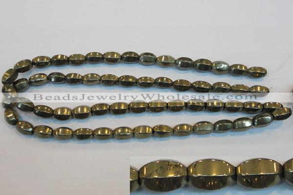 CPY144 15.5 inches 8*14mm rice pyrite gemstone beads wholesale