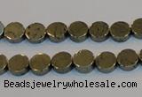 CPY151 15.5 inches 8mm coin pyrite gemstone beads wholesale