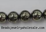 CPY206 15.5 inches 14mm round pyrite gemstone beads wholesale