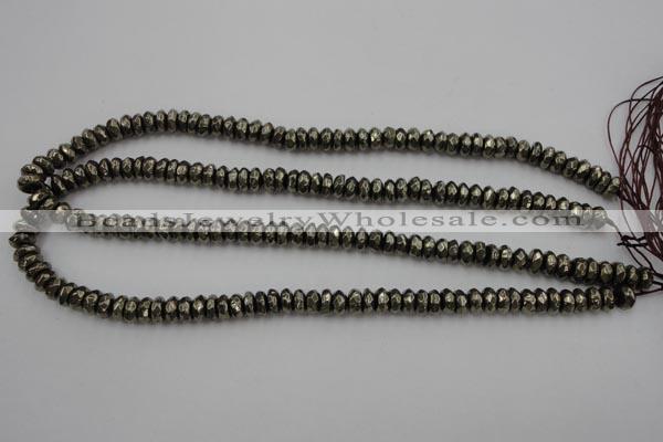 CPY215 15.5 inches 4*8mm faceted rondelle pyrite gemstone beads