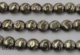 CPY220 15.5 inches 8mm flat round pyrite gemstone beads wholesale