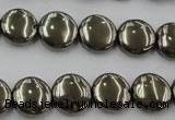 CPY222 15.5 inches 12mm flat round pyrite gemstone beads wholesale