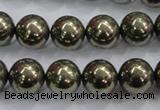 CPY25 16 inches 14mm round pyrite gemstone beads wholesale