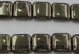 CPY252 15.5 inches 14*14mm square pyrite gemstone beads wholesale