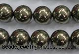 CPY26 16 inches 16mm round pyrite gemstone beads wholesale