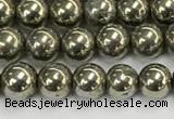 CPY260 15.5 inches 4mm round pyrite gemstone beads wholesale