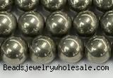 CPY261 15.5 inches 6mm round pyrite gemstone beads wholesale