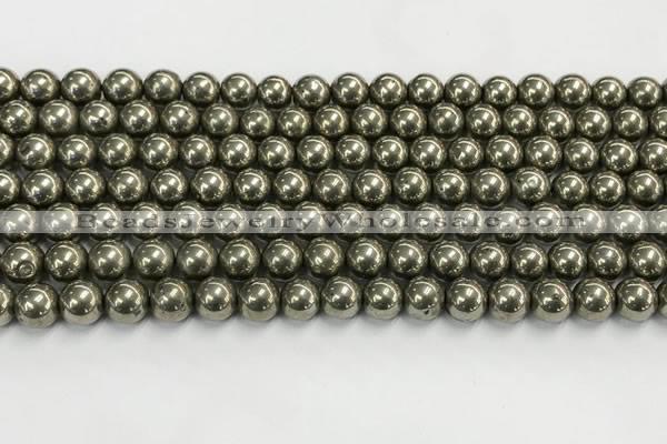 CPY261 15.5 inches 6mm round pyrite gemstone beads wholesale