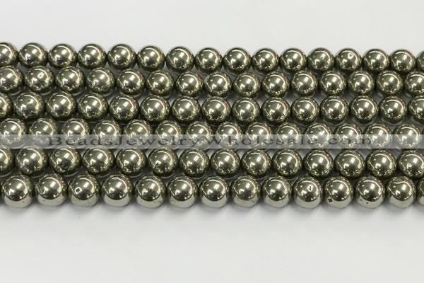 CPY262 15.5 inches 8mm round pyrite gemstone beads wholesale