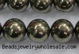 CPY28 16 inches 20mm round pyrite gemstone beads wholesale