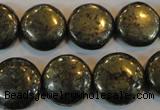 CPY304 15.5 inches 18mm flat round pyrite gemstone beads wholesale