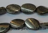 CPY335 15.5 inches 13*18mm twisted oval pyrite gemstone beads