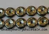 CPY336 15.5 inches 12mm donut pyrite gemstone beads wholesale