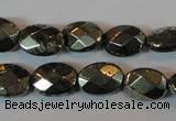 CPY343 15.5 inches 10*14mm faceted oval pyrite gemstone beads wholesale