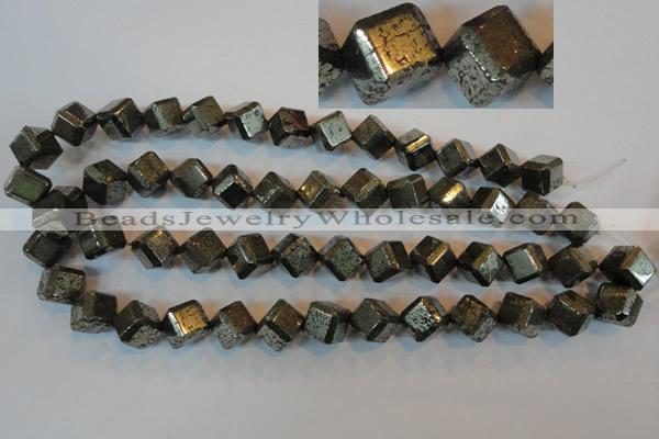 CPY364 15.5 inches 12*12mm faceted cube pyrite gemstone beads