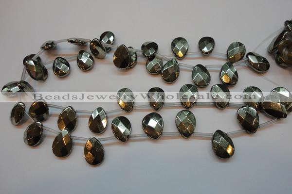 CPY376 Top drilled 15*20mm briolette pyrite gemstone beads