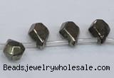 CPY388 Top drilled 9*11mm - 10*14mm faceted flat teardrop pyrite beads