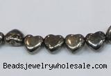 CPY390 Top drilled 8*8mm heart pyrite gemstone beads