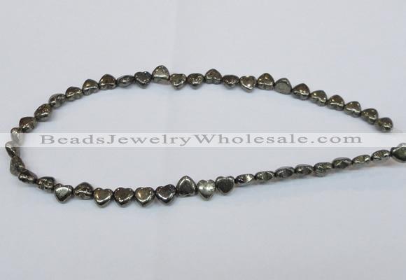 CPY390 Top drilled 8*8mm heart pyrite gemstone beads