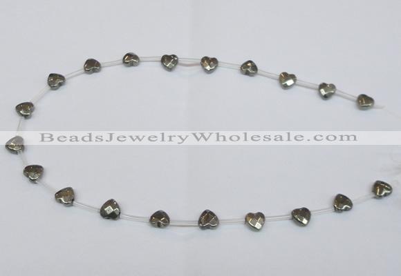 CPY393 Top drilled 8*8mm faceted heart pyrite gemstone beads wholesale