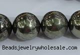 CPY408 15.5 inches 18mm round pyrite gemstone beads wholesale